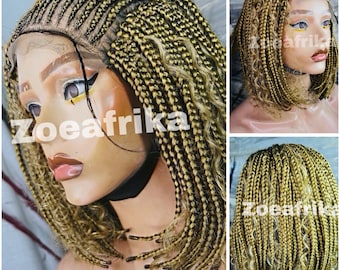Lace Closure Braided Bob Wig, Color 27, Boho Cornrow Wig