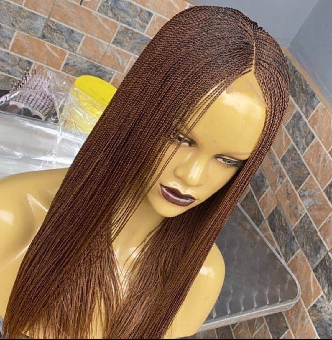 Braided Wig; closure wig, Million Braids Wig, Senegalese Twists, Wig For  Black Women, Micro Twists Wig, Color 30