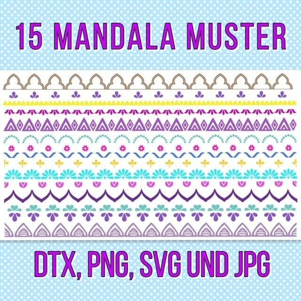 15 Lineare Mandala Muster in DTX, SVG, PGN