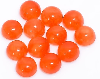 AAA Quality Orange Jade Round Cabochon , Orange Jade Loose Calibrated Gemstone, Orange Jade , Orange Jade Cabs, Size 3 mm - 20mm