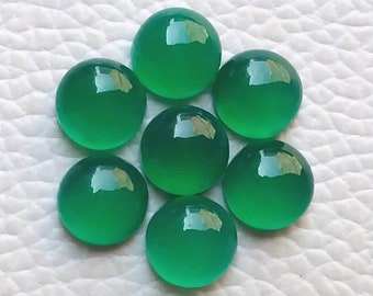 Natural Green Onyx Round Shape Calibrated Cabochon, Green Onyx Wholesale Loose Gemstone, Onyx Round  3MM To 25MM