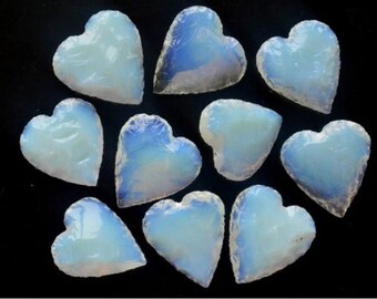 Opalite Heart Shape Crystals - Handcrafted Metaphysical Glass Carvings for Energy Healing, Perfect Gift for Loved Ones