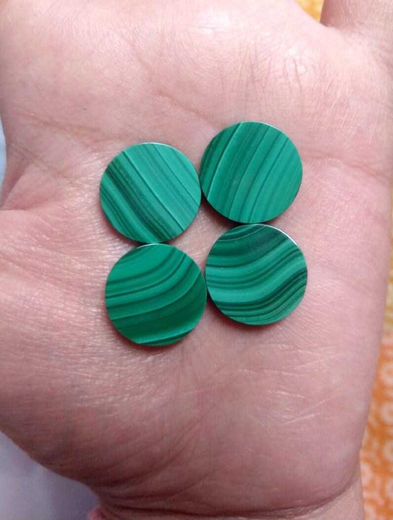 Natural Malachite Gemstone Coin - Smooth Flat Round Cabochon for DIY Jewelry, Genuine Malachite Cabochon , Perfect for Jewelry Making image 7