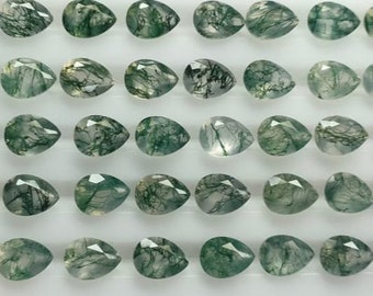 Natural Moss Agate Pear Shape Calibrated Gemstones, Moss Agate Faceted Cut Gemstone, 5x7 MM To 12x16 MM, Moss Agate Loose Gemstone