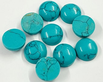 Synthetic Turquoise Round Cabochon, Blue Turquoise Loose Calibrated Gemstone, Turquoise Cabochons Size 5mm - 20mm