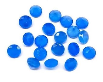 Natural Blue Chalcedony Round Shape Faceted Cut Gemstone , Blue Chalcedony Calibrated Loose Gemstone, Blue Chalcedony, Size 3mm-30mm