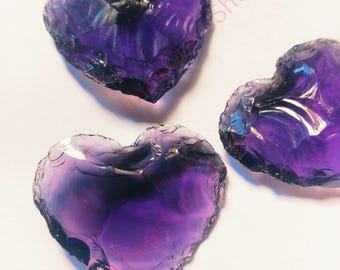 Natural Amethyst Heart Shape Healing Crystals, Hand-Carved Gemstone, Crystal Carving, Purple Clear Eye Gemstone For Jewelry Making