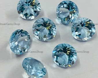 AAA ロンドンブルートパーズ宝石：ラウンドファセットルースストーン