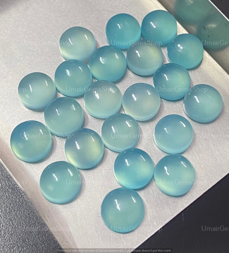 Natural Aqua Chalcedony Round Shape Loose Gemstone,3mm-15mm Aqua Chalcedony Cabochon 3mm 4mm 5mm 6mm 8mm 9mm 10mm 11mm 12mm 13mm 14mm 20mm image 5