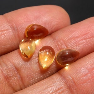 High-Quality Natural Citrine Pear Shape Cabochon Gemstone Calibrated Loose Stone for DIY Jewelry, Unique Birthday Gift for Crafters