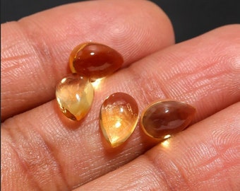 High-Quality Natural Citrine Pear Shape Cabochon Gemstone Calibrated Loose Stone for DIY Jewelry, Unique Birthday Gift for Crafters