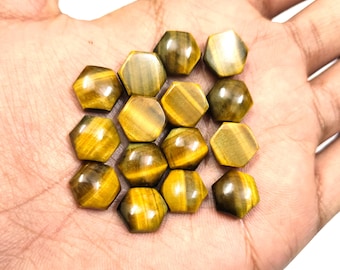 Natural Tiger's Eye Hexagon Shape Cabochon Gemstones, Calibrated Loose Stones, Wholesale Crystals for Jewelry Making, Unique Birthday Gift