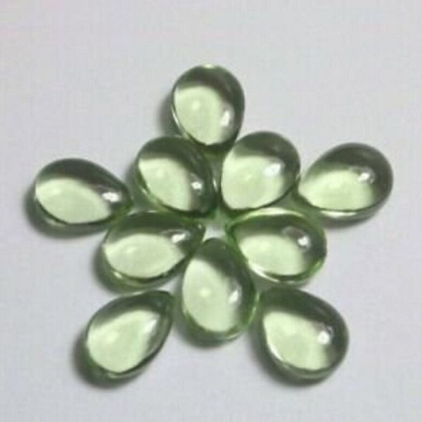 Green Amethyst Cabochon - Natural Prasiolite Pear Shape Loose Gemstone, Perfect for Custom Jewelry Making, Unique Gift for Gem Collectors