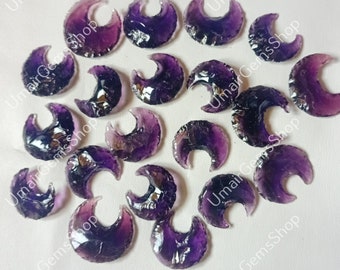 Amethyst Crystal Metaphysical Crescent, Hand-Carved Glass Ornament, Healing Energy Decor, Unique Spiritual Gift