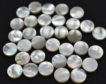 Natural Mother of Pearl Round Coin Gemstone Flat Disc Cabochon Loose Stone 6mm-20mm