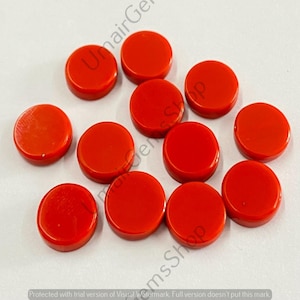 Moneda de cabujón plano redondo de coral rojo natural, disco de gemas, piedra suelta calibrada, lote al por mayor de 6 mm a 20 mm