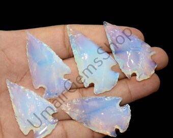 Opalite Crystal Arrowhead Healing Stone, AAA+ Quality Metaphysical Glass Opal Carving Gemstone Wholesale Lot