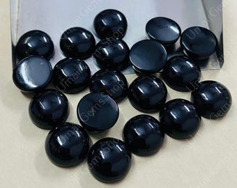 Natural Black Onyx Cabochon - Round Loose Stones 3mm-20mm - Jewelry Making Supplies - AAA Quality