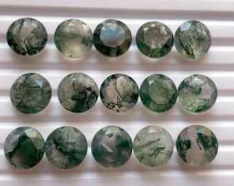 Natural Moss Agate faceted Cut Round Gemstone, AAA Quality Moss Agate Calibrated Loose Gemstone, 5mm- 20mm