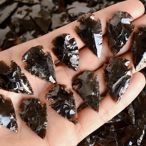 Black Obsidian Arrowhead, AAA Quality Carving Stone, Healing Crystal for Jewelry Making, Metaphysical Gift Gemstone