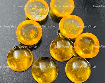 AAA Quality Baltic Amber Round Shape Cabochon, Calibrated Loose Stone, Flat Back Gemstones Wholesale lot For Jewelry Making Size 6mm-25mm