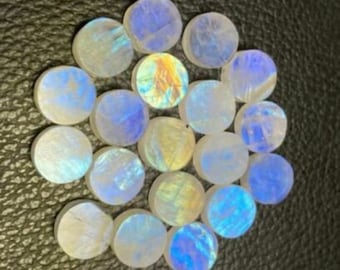 Natural Moonstone Gemstone Coin, Round Moonstone Cabochon Flat Disc 6MM-20MM, Healing Crystal Jewelry Supply, Unique Gemstone Gift