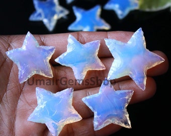 Opalite  Crystal Star Shape ,Healing Stone Crescent Star Shape ,Crystal Metaphysical Glass Opal Carving Gemstone for Jewelry Making