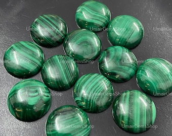Natural Malachite Round Shape Cabochon, Calibrated Loose Stone 3mm-25mm,Polished Gemstone for Handmade Jewelry, Unique Gift for Craft Lovers