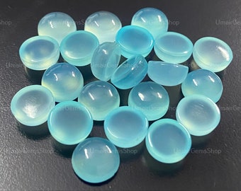 Natural Aqua Chalcedony Round Cabochon Stone Ideal For Jewelry Making And Craft Work