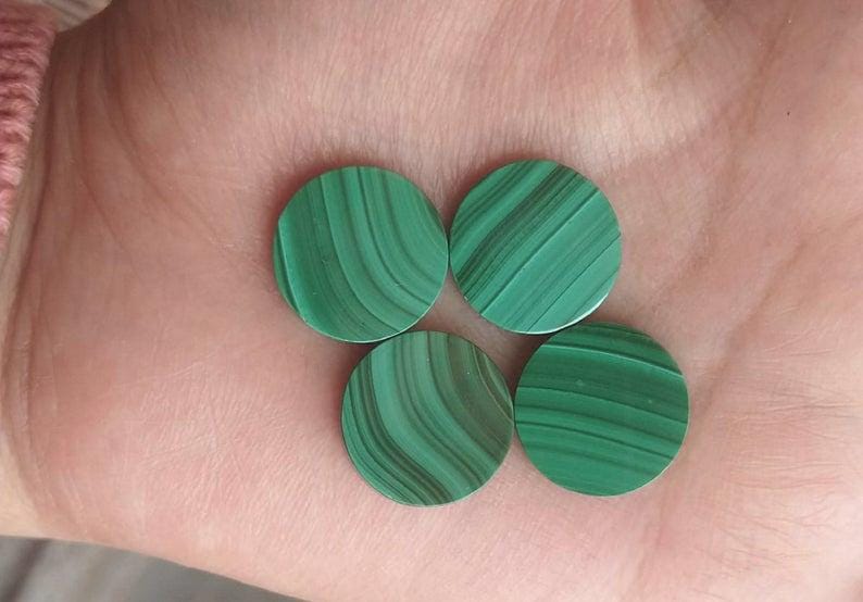 Natural Malachite Gemstone Coin - Smooth Flat Round Cabochon for DIY Jewelry, Genuine Malachite Cabochon , Perfect for Jewelry Making image 5