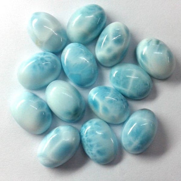 Natural Larimar Stone - Oval Cabochon, Calibrated Loose Gem for DIY Jewelers, Thoughtful Gift for Birthdays or Anniversaries