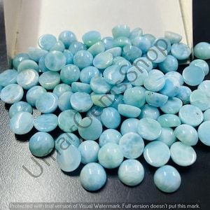 Natural Larimar AAA Quality Round Cabochon, 3mm-15mm Loose Gemstone for DIY Projects, Ideal Gift for Handmade Jewelry Lovers