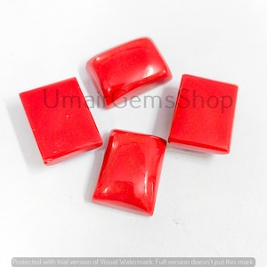 Red Coral Rectangle Cabochon 5x7mm–18x25mm • Calibrated Loose Gemstone for Jewelry Making • Natural Red Gemstone USA Supply