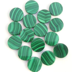Natural Malachite Gemstone Coin - Smooth Flat Round Cabochon for DIY Jewelry, Genuine Malachite Cabochon , Perfect for Jewelry Making image 6