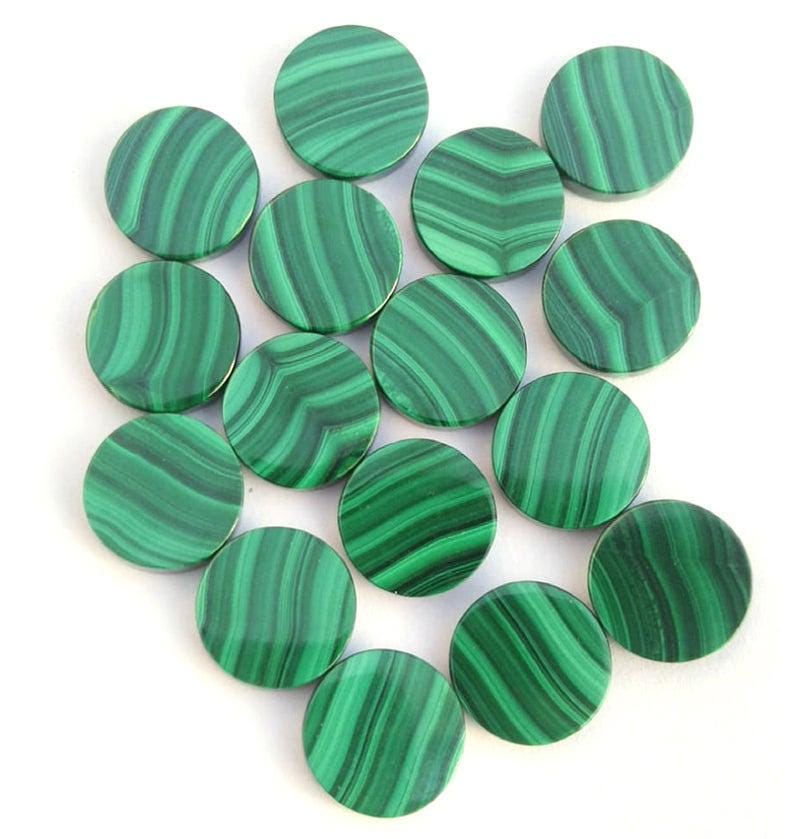 Natural Malachite Gemstone Coin - Smooth Flat Round Cabochon for DIY Jewelry, Genuine Malachite Cabochon , Perfect for Jewelry Making image 6