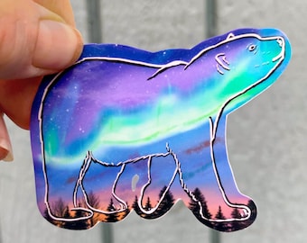 Polar bear sticker, polar bear gift, Zookeeper sticker, waterproof sticker, water bottle sticker, animal sticker, northern lights sticker