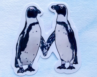 Penguin pair sticker, African penguin, Penguin sticker, waterproof sticker, vinyl sticker, bird sticker, waterbottle sticker, animal sticker