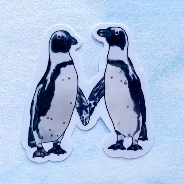 Penguin pair sticker, African penguin, Penguin sticker, waterproof sticker, vinyl sticker, bird sticker, waterbottle sticker, animal sticker