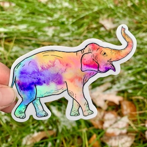 Holographic Asian Elephant, holographic elephant sticker, Zookeeper sticker, waterproof sticker, holographic sticker, Asian elephant