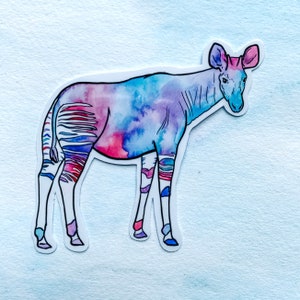 Rainbow Okapi sticker, wildlife sticker, waterproof sticker, animal gift, cute sticker, animal decor, okapi sticker, okapi gift, okapi art
