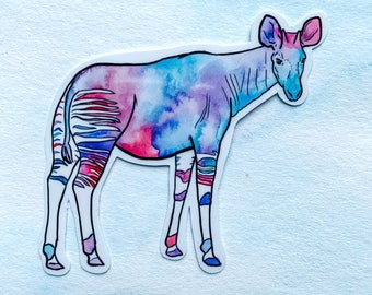 Rainbow Okapi sticker, wildlife sticker, waterproof sticker, animal gift, cute sticker, animal decor, okapi sticker, okapi gift, okapi art