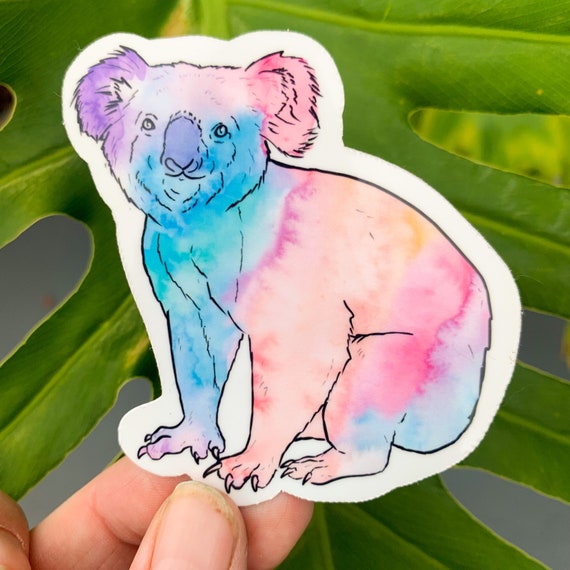Rainbow Koala Sticker, Wildlife Sticker, Waterproof Sticker