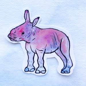 Baby rhino sticker, Zookeeper gift, waterproof sticker, water bottle sticker, animal sticker, baby animal sticker, rhino sticker