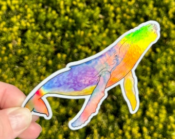 Sticker baleine à bosse holographique, sticker baleine, sticker baleine à bosse, cadeau baleine, sticker holographique, baleine à bosse, baleine, baleine à bosse