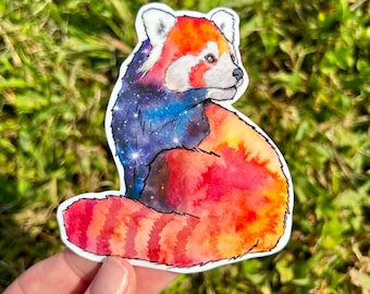 Galaxy red panda sticker, rainbow red panda sticker, red panda sticker, waterproof sticker, red panda, red panda gift, galaxy sticker, panda