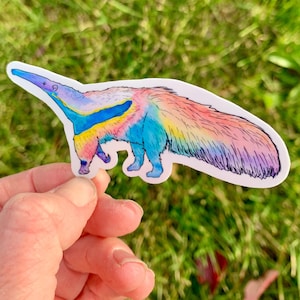 Rainbow giant anteater sticker, giant anteater sticker, anteater sticker, animal gift, anteater gift, giant anteater, anteater