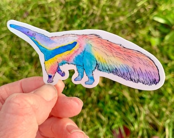 Rainbow giant anteater sticker, giant anteater sticker, anteater sticker, animal gift, anteater gift, giant anteater, anteater