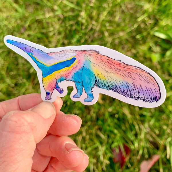 Rainbow giant anteater sticker, giant anteater sticker, anteater sticker, animal gift, anteater gift, giant anteater, anteater