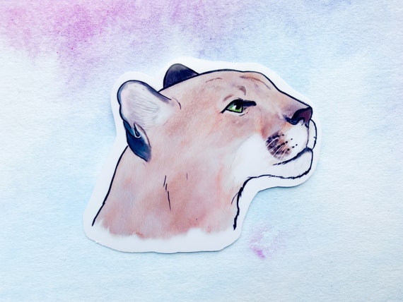 Mountain lion sticker, cat sticker, waterproof sticker, vinyl sticker, big cat sticker, water bottle sticker, animal sticker, animal decor