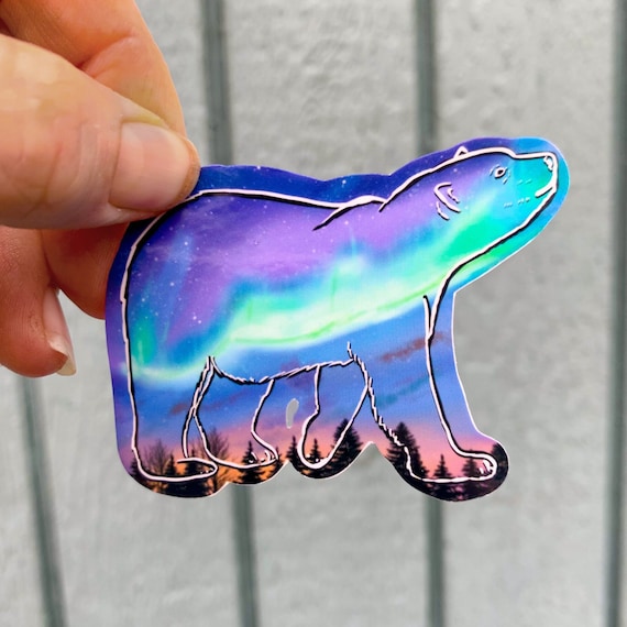 Polar bear sticker, polar bear gift, Zookeeper sticker, waterproof sticker, water bottle sticker, animal sticker, northern lights sticker